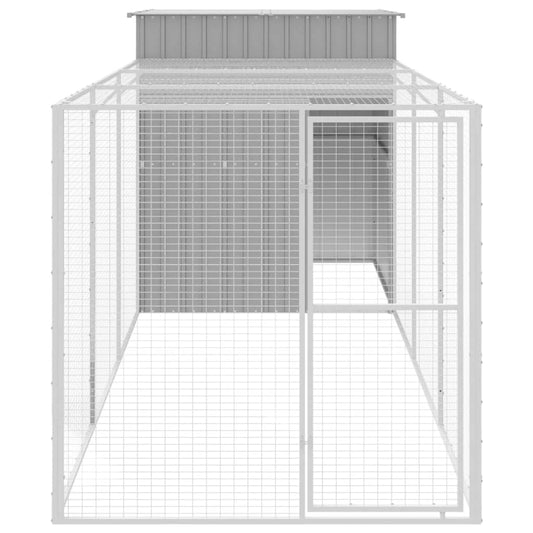 NNEVL Chicken Cage with Run Light Grey 165x455x181 cm Galvanised Steel