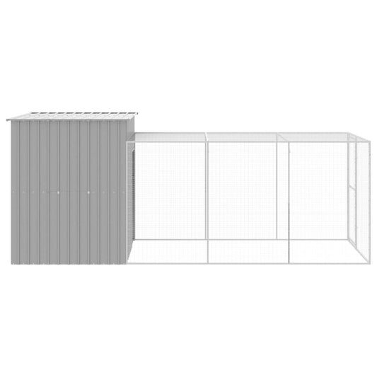 NNEVL Chicken Cage with Run Light Grey 165x455x181 cm Galvanised Steel