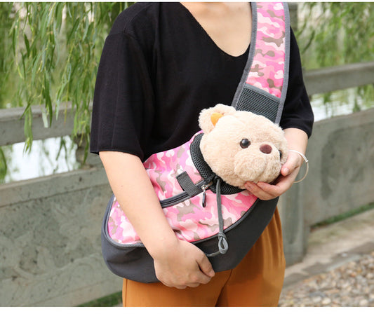 NNEDSZ Size L Pink Lightweight Single Shoulder Pet Sling Bag - Stylish Durable Oxford Fabric Carrier